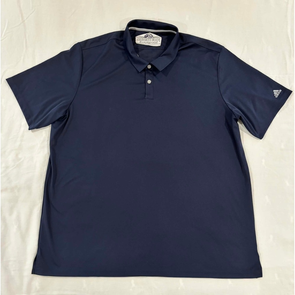 Adidas Mens Navy Blue Short Sleeve Performance Polo Shirt Four Corners Materials